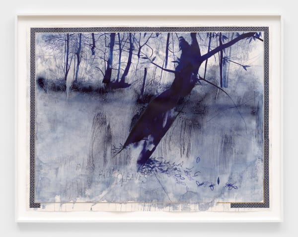 Ricardo Brey Fallen Leaves, 2024 Mixed media on paper 47 3/4 x 62 3/4 in (121.3 x 159.4 cm) 53 1/8 x 68 1/4 x 2 in framed (134.9 x 173.4 x 5.1 cm framed)