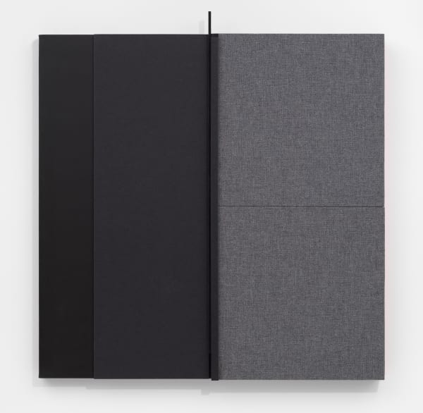 Jennie C. Jones Dark Glissando, 2021 Acrylic, acoustic panel, and architectural felt on canvas 51 1/8 x 48 1/4 x 3 1/2 in (129.9 x 122.6 x 8.9 cm)