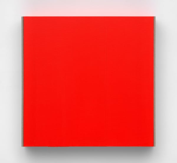 Jennie C. Jones Red Grace Note, 2021 Acrylic and architectural felt on canvas 24 x 24 3/4 x 2 1/4 in (61 x 62.9 x 5.7 cm)