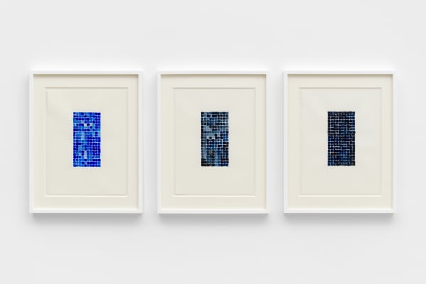 Hassan Sharif Experiment - Watercolour, 2009 Watercolor and pencil on paper in 3 parts Part 1: 15 x 11 1/4 in (38.1 x 28.6 cm) Part 2: 15 x 11 1/8 in (38.1 x 28.3 cm) Part 3: 15 x 11 3/4 in (38.1 x 29.8 cm) 20 5/8 x 16 1/8 x 1 5/8 in framed each (52.4 x 41 x 4.1 cm framed each)