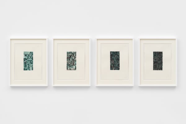Hassan Sharif Experiment - Watercolour, 2009 Watercolor and pencil on paper in 4 parts 15 x 11 1/4 in each (38.1 x 28.6 cm) 20 5/8 x 16 1/8 x 1 5/8 in framed each (52.4 x 41 x 4.1 cm framed each)