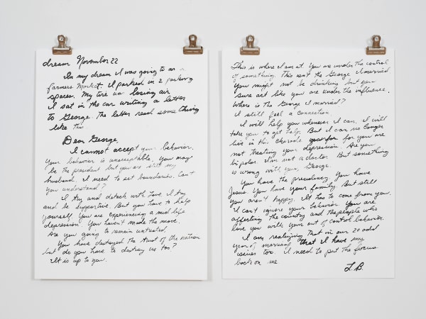 Karen Finley November 22 – Letter, 2006 Ink on paper 9 x 12 in 22.86 x 30.48 cm
