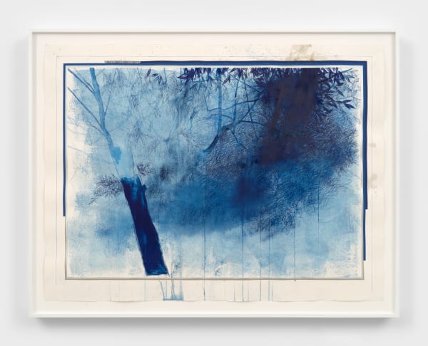 Ricardo Brey In the Woods, 2023 Mixed media on paper 47 5/8 x 62 7/8 in (121 x 159.7 cm) 53 1/2 x 68 1/2 x 2 1/8 in framed (135.9 x 174 x 5.4 cm framed)