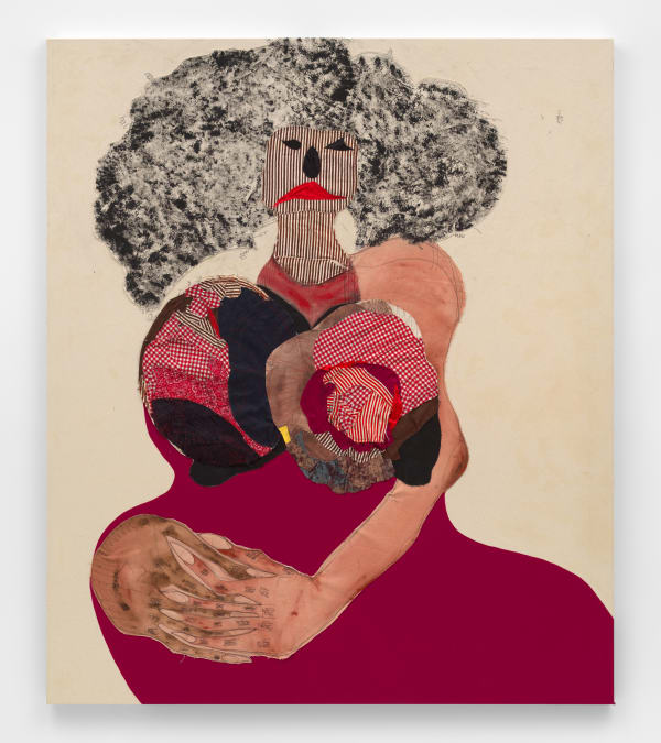 Tschabalala Self No, 2019 Fabric, acrylic, flashe and painted canvas on canvas 84 x 72 in (213.5 x 183 cm)