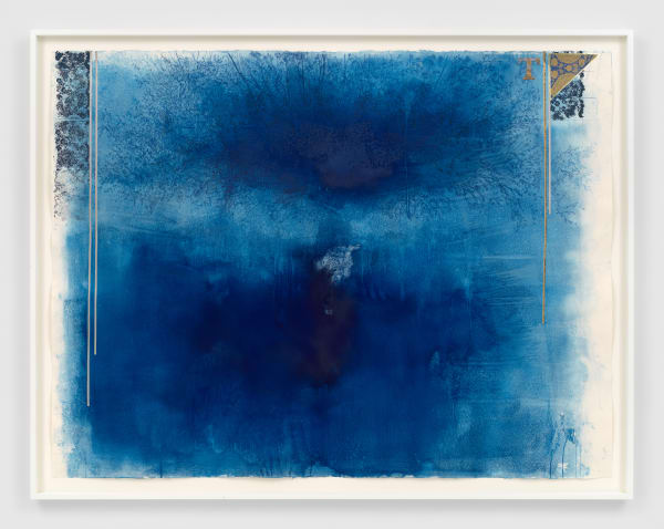 Ricardo Brey Blue Shade, 2019 Mixed media on paper 47 1/2 x 63 in (120.7 x 160 cm) 52 1/4 x 67 1/4 x 2 in framed (132.7 x 170.7 x 5.1 cm framed)