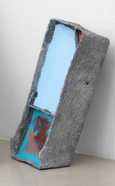 Kianja Strobert 42, 2021 Metal lathe, papier mâché, acrylic paint, and paper Approx 30 1/2 x 15 1/4 x 8 5/8 in (77.5 x 38.7 x 21.9 cm)