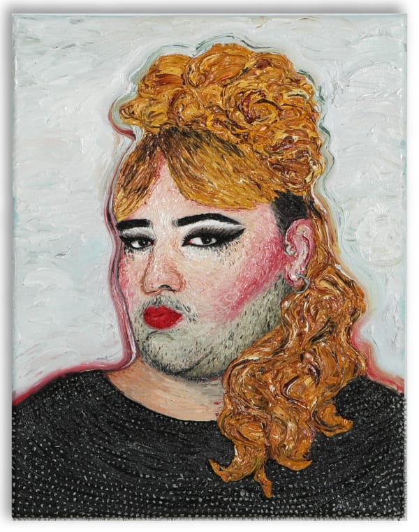 Mahsa Merci, A queer with brown wig, 2020