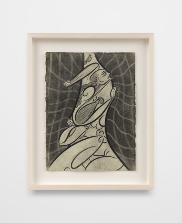 Koak Grip, 2022 Graphite, charcoal, and casein on pale natural rag paper 12 x 9 in 30.5 x 22.9 cm Framed: 15 3/4 x 12 3/4 in 40 x 32.4 cm