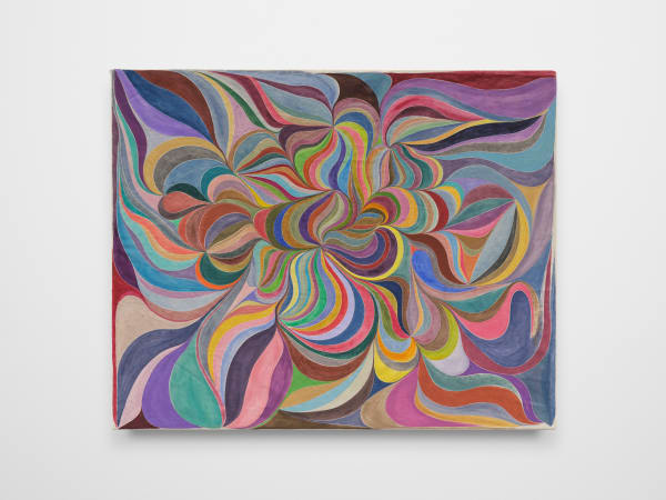 Chris Johanson Untitled, 2022 Acrylic and household paint on canvas 18 1/2 x 23 in 47 x 58.4 cm