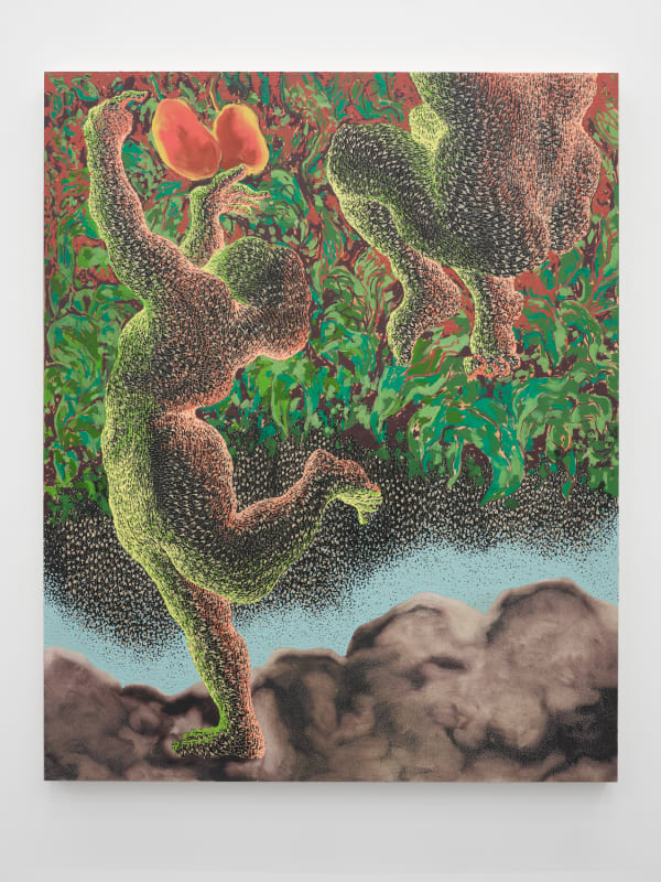 Didier William Stolen Mangos, 2021 Acrylic, oil, ink, wood carving on panel 64 x 50 in 162.6 x 127 cm