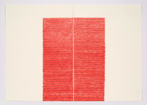 Jessica Dickinson harness-ground (notebook drawing for From-Here #7), 2020 Colored pencil on paper with linen tape 11 3/4 x 16 in 29.8 x 40.6 cm