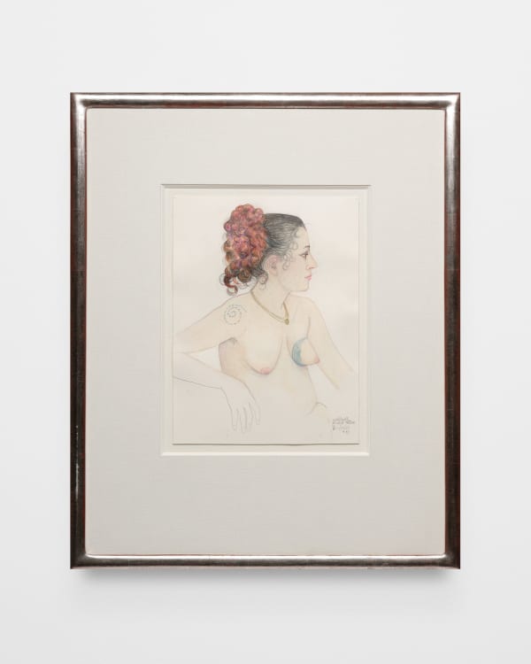 Beth Van Hoesen Model with Breast Tattoo, 1986 Colored pencil, graphite on paper 15 1/4 x 11 1/2 in 38.7 x 29.2 cm Framed: 29 1/2 x 24 in 74.9 x 61 cm