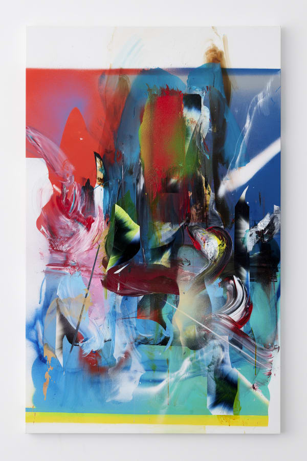 Liam Everett Untitled (saltpeter), 2021 Ink, acrylic, salt, and alcohol on linen 59 x 37 in 149.9 x 94 cm