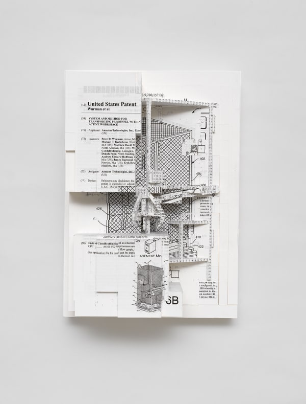 Simon Denny, Document Relief 5 (Amazon Worker Cage Patent), 2019