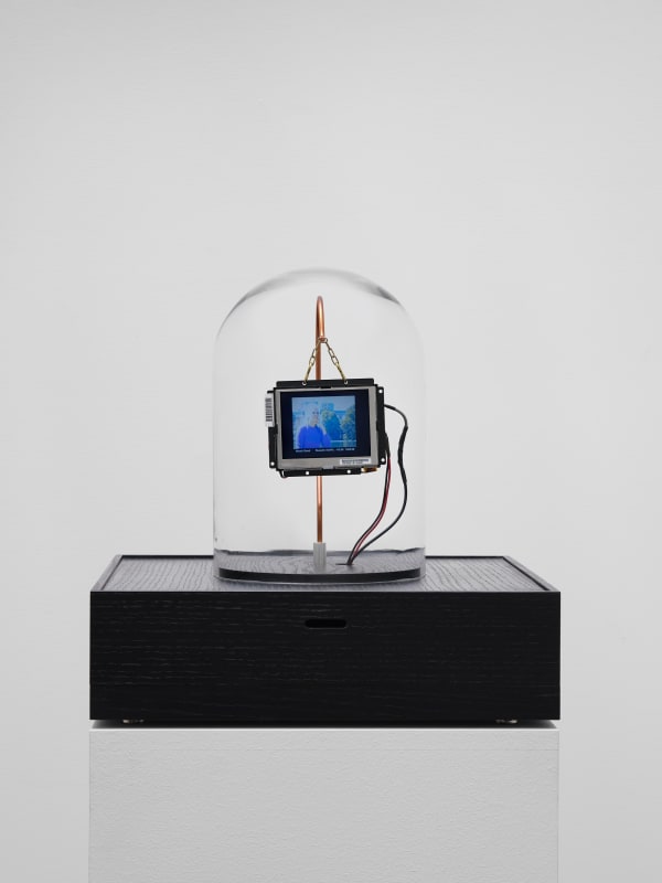 Lynn Hershman Leeson Synthia Stock Ticker, 2000 Network-based multimedia artwork. Programming: Lior Saar & Colin Klingman 15 x 11 1/4 x 11 1/4 in 38 x 28.6 x 28.6 cm Edition of 3 plus 1 artist's proof (Edition record)