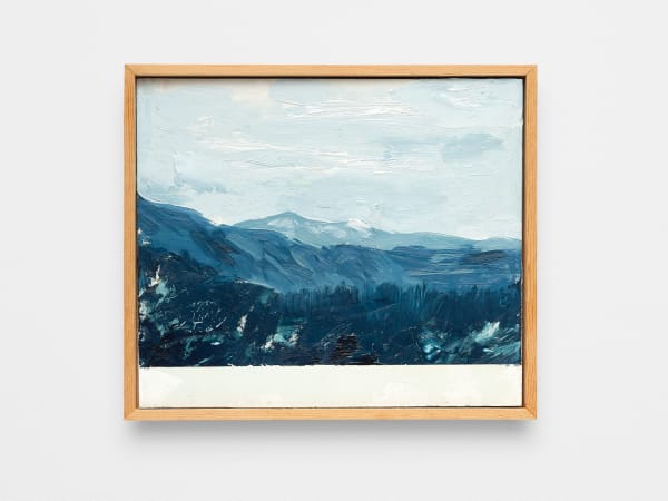 Jamal Gunn Becker Untitled Blue Landscape #2 - Concerning the process of time, 2020 Oil on masonite 8 x 9 1/2 in 20.3 x 24.1 cm