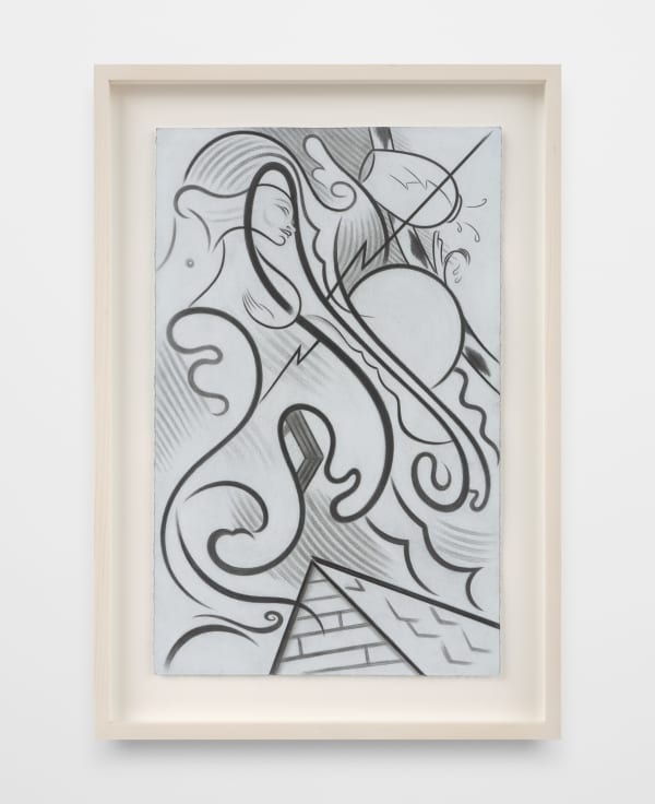 Koak Dreams of Floods, 2022 Graphite and casein on pale blue rag paper 11 x 17 in 27.9 x 43.2 cm Framed: 14 3/4 x 20 3/4 in 37.5 x 52.7 cm