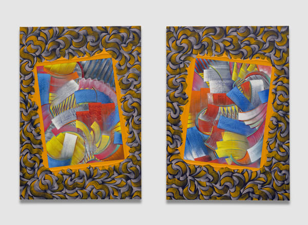 ALEX OLSON PERFORMERS, 2020 Oil and modeling paste on canvas Diptych 41 x 29 in/ ea. 104.1 x 73.7 cm/ ea.