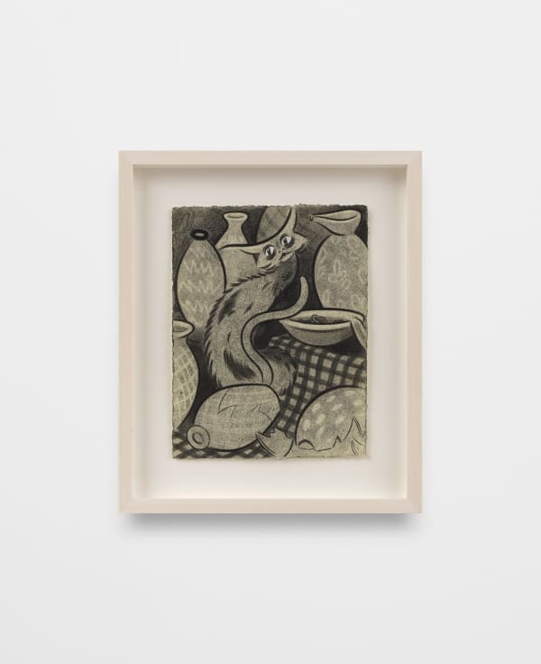 Koak Temptations, 2022 Graphite, charcoal, gouache, and casein on natural rag paper 8 3/4 x 6 3/4 in 22.2 x 17.1 cm Framed: 12 1/4 x 10 1/4 in 31.1 x 26 cm