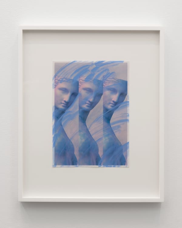 Sara VanDerBeek Ancient Woman 2022 X, 2021 Watercolor Revlon Photoready Avante Garde on Digital C-print 14 x 10 3/4 in 35.6 x 27.3 cm Framed: 22 1/2 x 19 1/4 in 57.1 x 48.9 cm