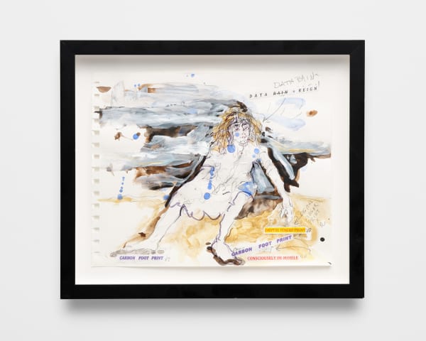 Lynn Hershman Leeson Carbon Footprint, 2016 Pen, pencil, acrylic paint, and collage on paper 10 1/2 x 12 1/4 in 26.7 x 31.1 cm