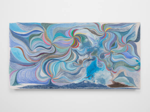 Chris Johanson Untitled, 2022 Acrylic and household paint on canvas 17 1/2 x 34 in 44.5 x 86.4 cm