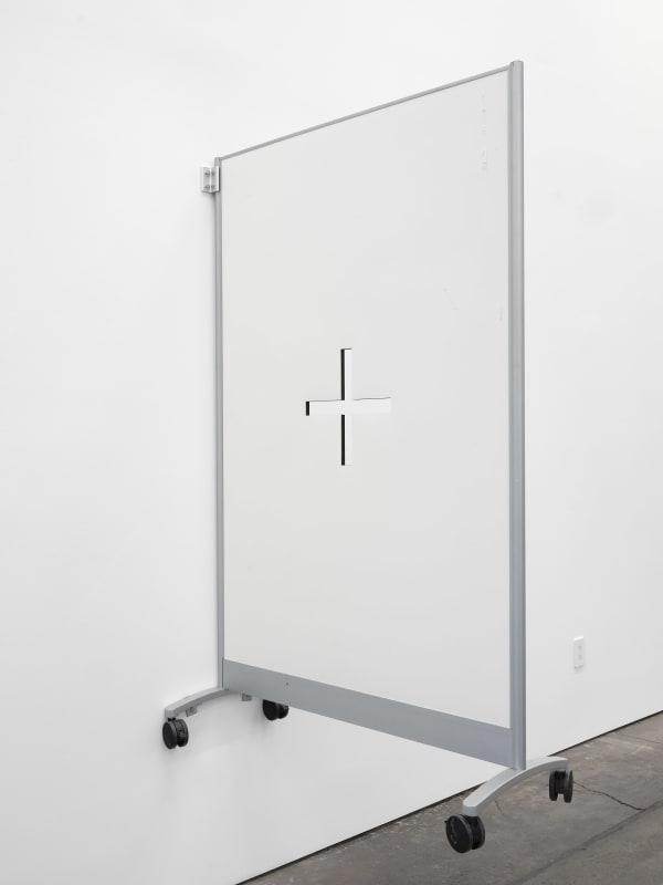 Simon Denny Divider 1, 2023 Laser cut whiteboard room-dividers (acquired from 2023 Twitter office furniture liquidation auction) 66 1/2 x 42 x 18 in 168.9 x 106.7 x 45.7 cm