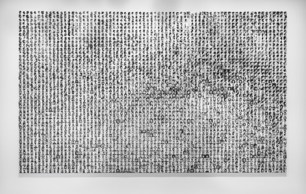 Trevor Paglen They Took the Faces from the Accused and the Dead … (SD18), 2019 3,240 silver gelatin prints mounted to Gatorboard, pins 225 x 360 in 571.5 x 914.4 cm