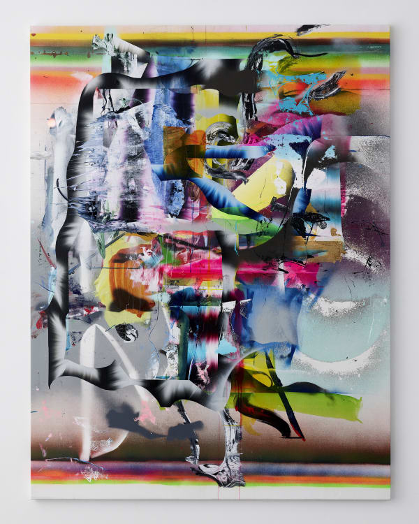 Liam Everett Untitled (the chorus), 2021 Ink, acrylic, salt, and alcohol on linen 79 x 60 in 200.7 x 152.4 cm
