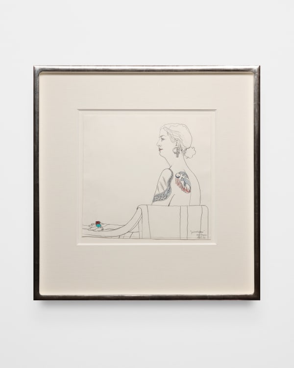 Beth Van Hoesen Girl with Tattoos, 1992 Graphite, colored pencil on paper 15 1/2 x 16 1/4 in 39.4 x 41.3 cm Framed: 29 1/2 x 28 1/2 in 74.9 x 72.4 cm