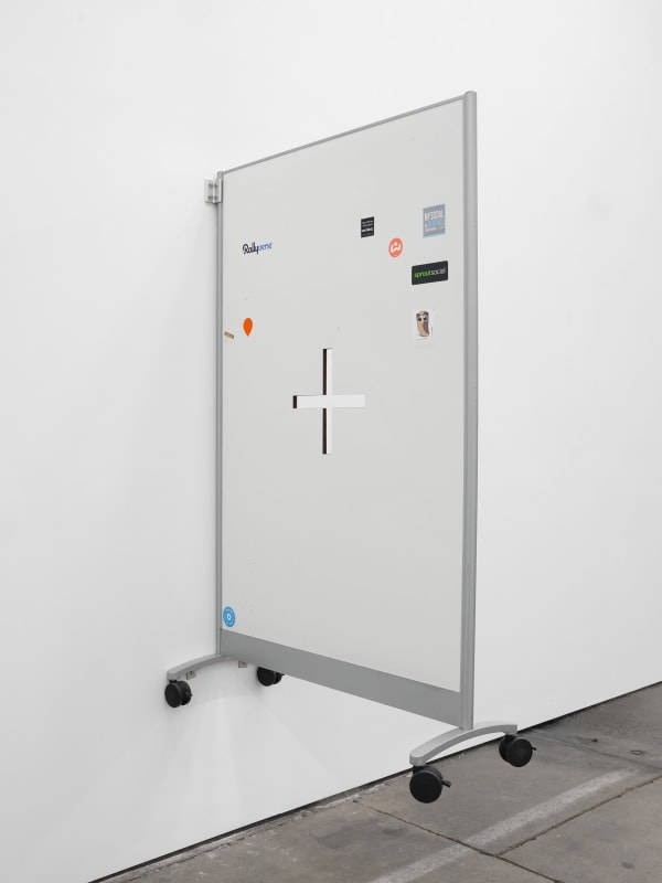 Simon Denny Divider 7, 2023 Laser cut whiteboard room-dividers (acquired from 2023 Twitter office furniture liquidation auction) 66 1/2 x 42 x 18 in 168.9 x 106.7 x 45.7 cm