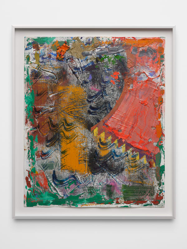 Alex Olson Untitled, 2020 Oil and modeling paste on gessoed paper 19 x 16 1/4 in 48.3 x 41.3 cm