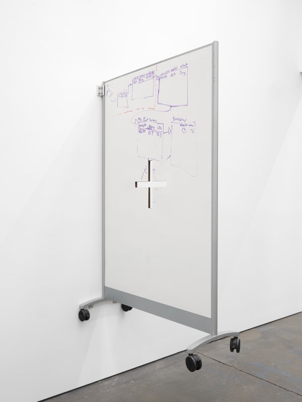 Simon Denny Divider 10, 2023 Laser cut whiteboard room-dividers (acquired from 2023 Twitter office furniture liquidation auction) 66 1/2 x 42 x 18 in 168.9 x 106.7 x 45.7 cm