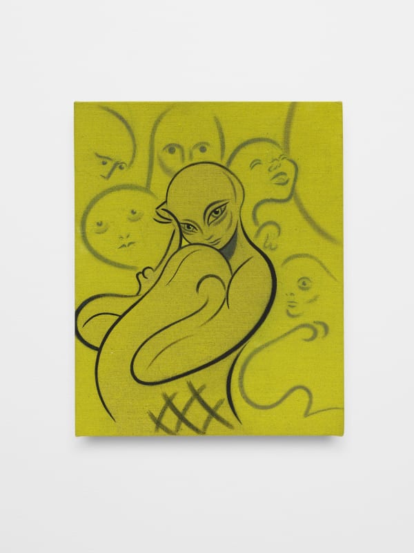 Koak Letter to Myself in a Cloud, 2022 Flashe and graphite on canvas mounted to panel 10 x 8 in 25.4 x 20.3 cm