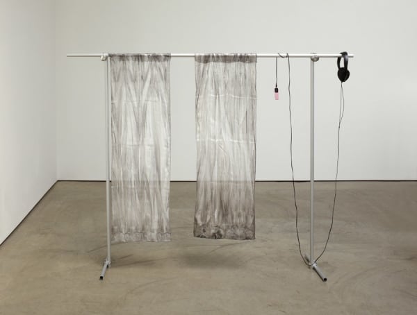 Juliette Bonneviot, Shanghai Gesture 2 Soundtrack and Squid Ink on Silk on Struc-Tube, 2012