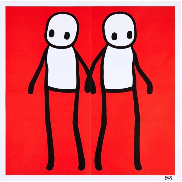 Stik, Stik, Holding Hands, unsigned. Red, 2020
