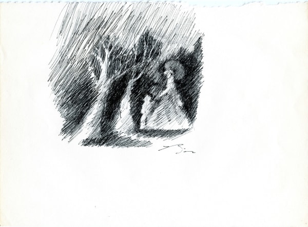 Earl Biss, Strolling Lady with Child in the Park EB14