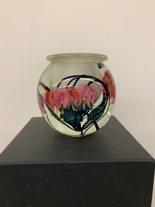 Tim Lotton, Frosted Bowl with Pink Bleeding Hearts
