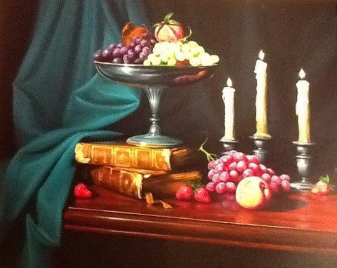 William Martin, Fruit, Books & Three Candles