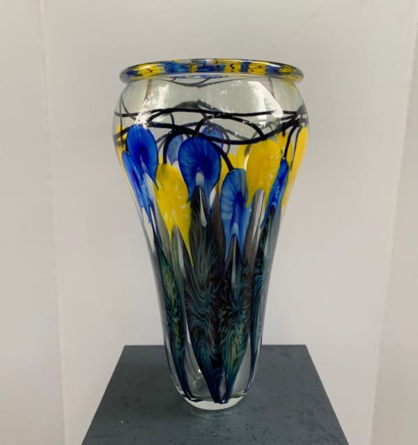Blue & Yellow Bleeding Heart Vase