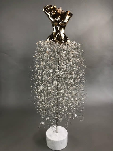 Estella Fransbergen, 190907 High Polished Bronze Torso with Quartz, Pearls & European Crystals