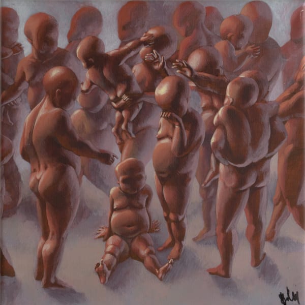 Traian Boldea The Line 015, 2021 acrylics on reverse 30 x 30 cm 11 3/4 x 11 3/4 in