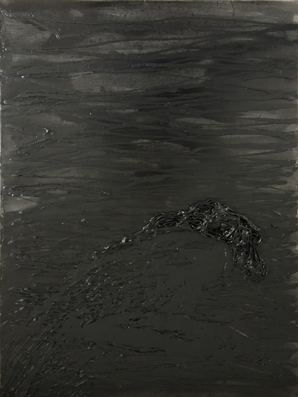 Zsolt Berszán Untitled 03, 2017 black adhesive and black oil on canvas 80 x 60 cm 31 1/2 x 23 5/8 in