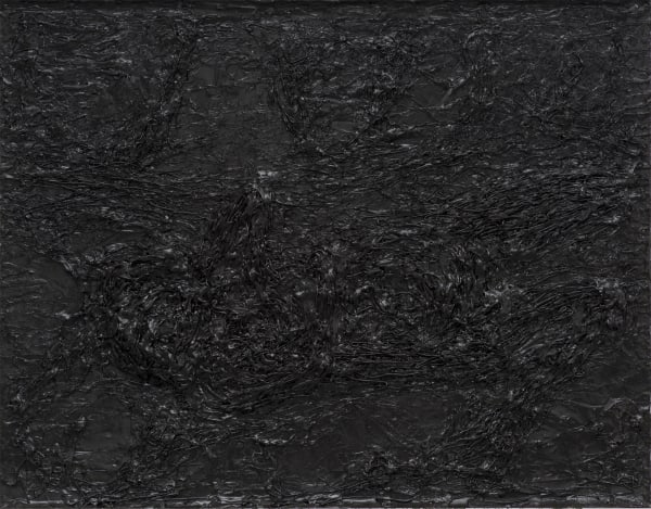 Zsolt Berszán Untitled, 2014 mixed technique: polyurethane foam, adhesive, black silicone, black oil, canvas embossed on cardboard, wood, aluminium frame 140 x 180 x 10 cm 55 1/8 x 70 7/8 x 4 in