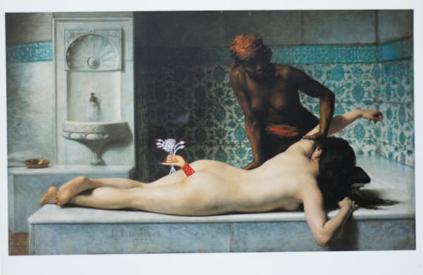 Alexander Gorlizki Le Massage, 2024 Pigment on postcard 4.25 x 6 in