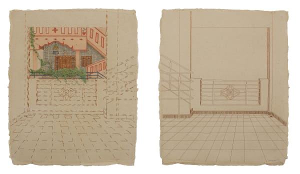 Dakshayani Chippada Beyond Comparison - 1, 2025 Hand stitched with copper wire and colour pencil on Wasli paper 38.1 x 55.9 cm 15 x 22 in