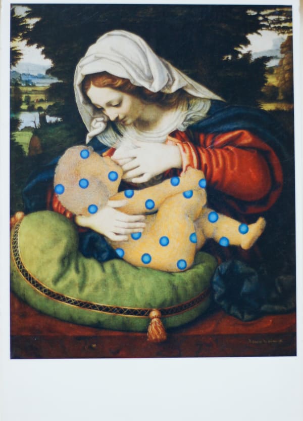 Alexander Gorlizki Feed The Young, 2024 Pigment on postcard 4.25 x 6 in