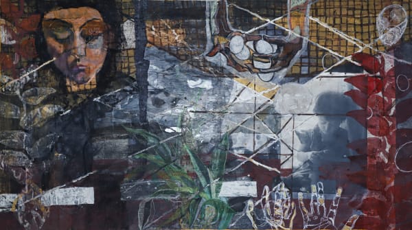 Aaiushi Beniwal Bridges of Baroda/Far from Home, 2019-20 Watercolour, gouache, khadiya, rubber fluid, oil pastels, pen and ink on paper 137.2 x 243.8 cm 54 x 96 in