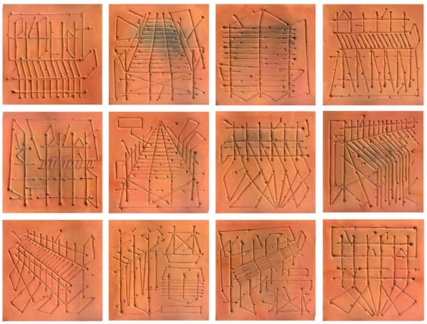 Debojit Roy Sculptural Drawing 1, 2024 Terracotta 30.5 x 30.5 cm each 12 x 12 in each
