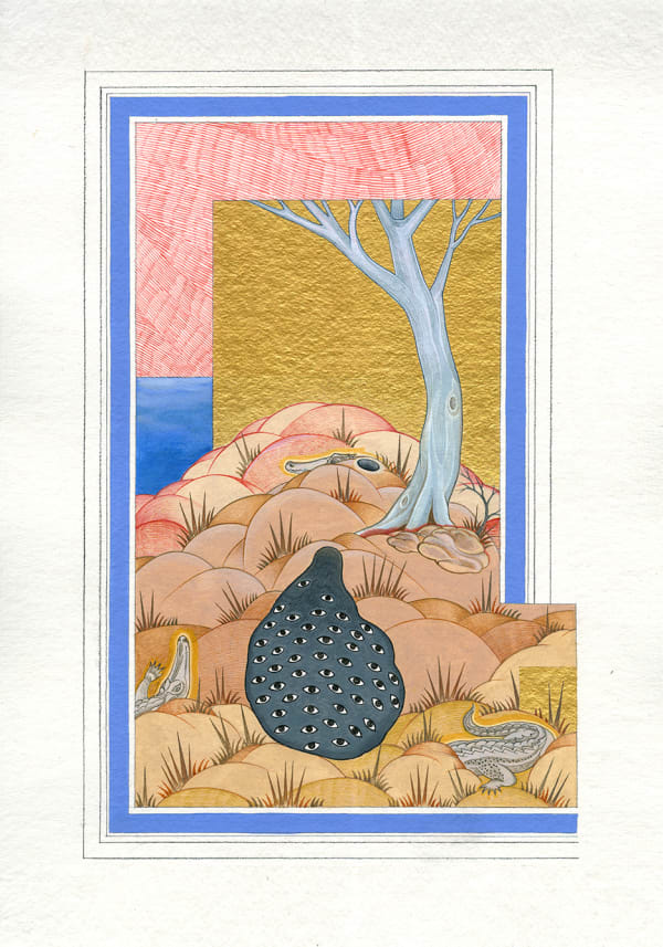 Rajnish Chhanesh Witness- 19, 2021 Gouache and acrylic on paper 35.6 x 45.7 cm